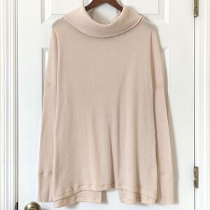 We The Free Juicy Oversized Rib Knit Cowl Neck Split Tulip Back Sweater Cream M
